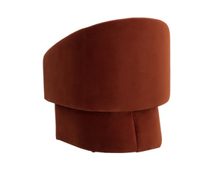 Sunpan LAURYN Lounge Chair in Meg Rust - Modern Barrelback Design for Stylish Comfort in Any Space 109755V