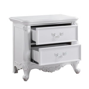 English Elm Latisha White Finish Nightstand with Smooth Poly-Lined Drawer, Durable Hardwood & Sleek Veneer Design B2726P247630