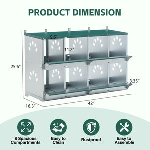 English Elm 8 Compartment Galvanized Steel Hen Nesting Unit Wall Mount Coop with Roll Forward Egg Tray W1422P246453
