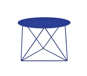 English Elm Epidia Metal Accent Table in Blue - Lightweight Round Display Table with Triangle Legs, Modern Utility B2726P243241