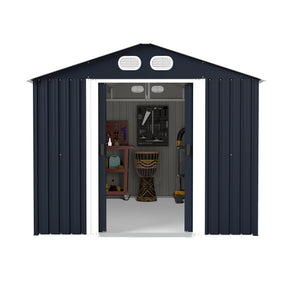 English Elm Campcraft 8x12 Outdoor Metal Storage Shed Lockable Weatherproof Backyard Tool House Dark Gray W1598S00042