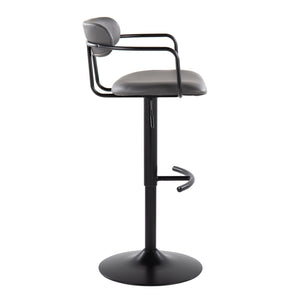English Elm Contemporary Swivel Barstools Set of 2 Faux Leather Seat Black Metal Frame B202S00812