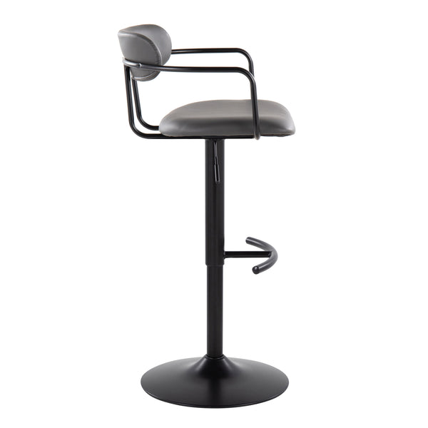 English Elm Contemporary Swivel Barstools Set of 2 Faux Leather Seat Black Metal Frame B202S00812