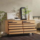 6-Drawer Solid Wood Modern Dresser Natural Pine BR6DREBDRBLNP-T Walker Edison