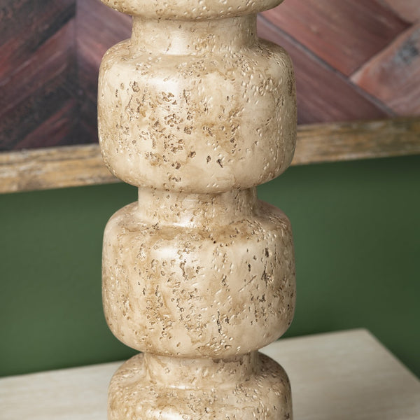 Crestview Collection 29"H Elegant Travertine Look Resin Table Lamp With Gold Accents & Oatmeal Linen Shade, 3-way Socket   Cvazvp126