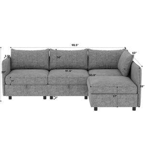 English Elm Modular Sectional Sofa With Storage, Versatile Sleeper Sofa Set For Stylish Living Room Comfort W680S00030