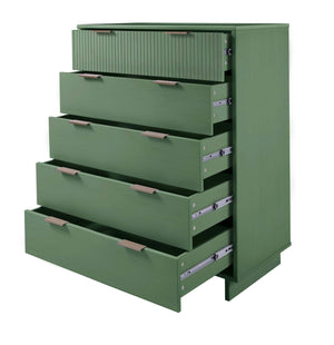 English Elm Granville 38" Sage Green Chest - Elegant 5-Drawer Storage With Gold Accents & Modern Design B365S00082