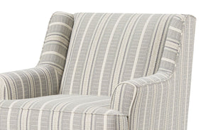 English Elm Stripe Modern Upholstered Chair with Round Track Arms, Welt Cord Trim & Tapered Wood Feet, Compact Comfort B2741P376932