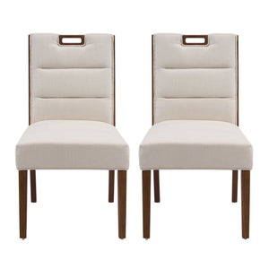English Elm Upholstered Armless Dining Chairs Rubberwood Frame Minimalist Set of 2 for Compact Spaces Beige,Walnut N768P391163W