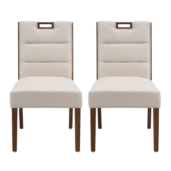 English Elm Upholstered Armless Dining Chairs Rubberwood Frame Minimalist Set of 2 for Compact Spaces Beige,Walnut N768P391163W