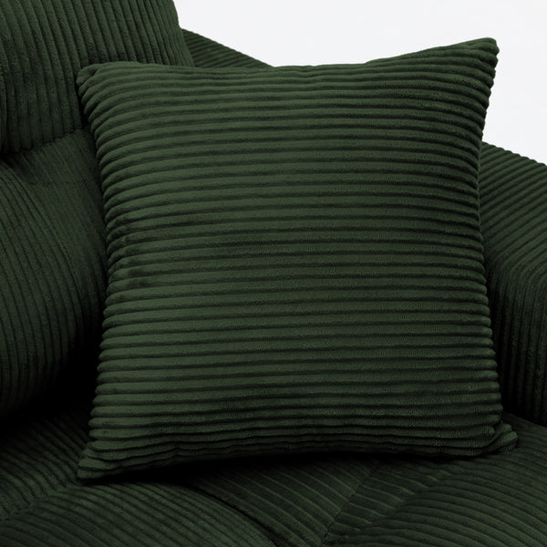 English Elm Corduroy L-shaped Sectional Sleeper Sofa No Assembly Needed for Apartments Army Green,Dark Green W5532S00031