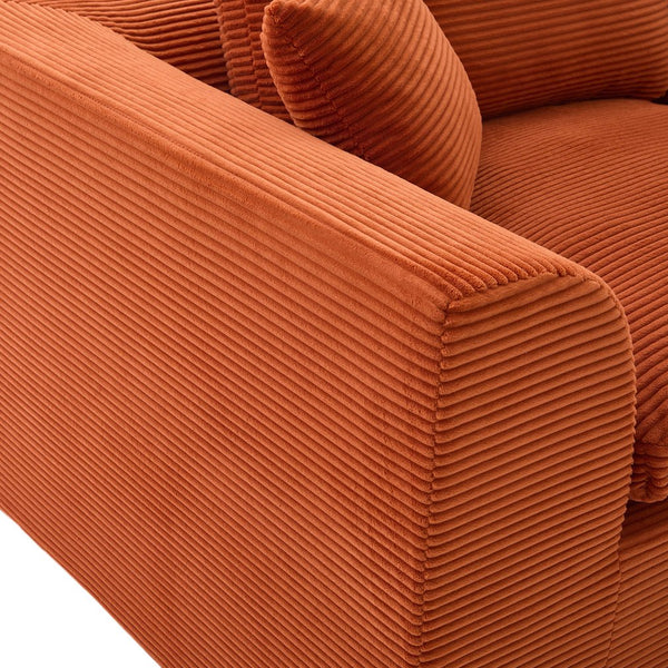 English Elm UNITED Cloud Couch Modular Sectional Sofa with Corduroy Cover, Ergonomic 2-Seater, No Assembly Needed Orange W1568P371118