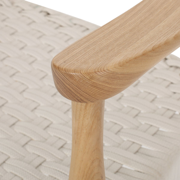 English Elm Christopher Knight Home® - ARM Chair White Woven Rope Mid-Century Modern Club Chair with Ash Wood Frame, Durable Comfort 66144.00