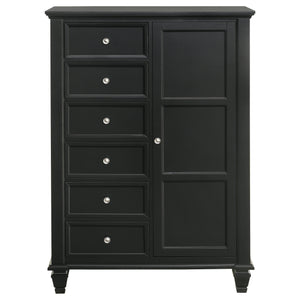 English Elm Vallauris Black Chest with Felt-Lined Top Drawer, Six Slide-Out Drawers & Silver Hardware, Stylish Storage B062P340718