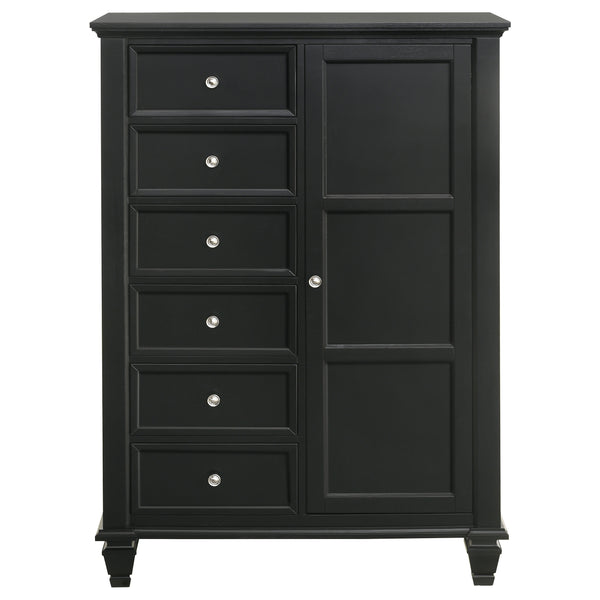 English Elm Vallauris Black Chest with Felt-Lined Top Drawer, Six Slide-Out Drawers & Silver Hardware, Stylish Storage B062P340718