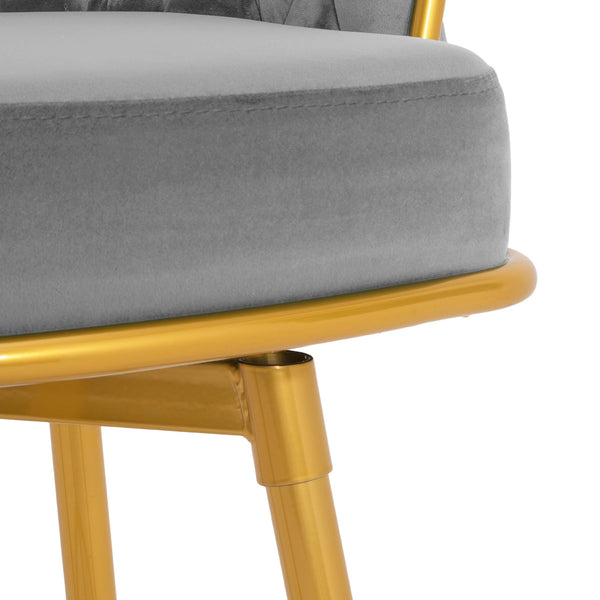 English Elm Christopher Knight Home® - Swivel Counter Height Bar Stools Set of 2 with 180° Turn, Hand-Woven Back, Gold Frame, Velvet Comfort Grey N762P216979E