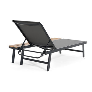 English Elm Christopher Knight Home® - Waterloo Chaise Lounge With Wood Side Table – Outdoor Recliner, 5-Position Adjustable Comfort! N775P210087B