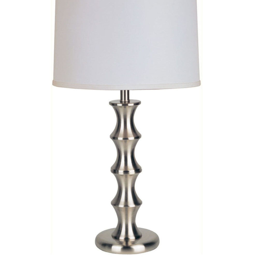 English Elm 29.5" Tall Steel Table Lamp with Satin Nickel Base, White Linen Shade, 3-Way Bulb, Modern Ambient Lighting B072116081