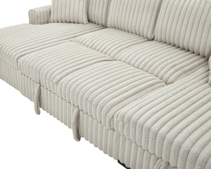 English Elm U U Shaped Sleeper Sofa with Pull-Out Bed and Hidden Chaise Storage, Plush Corduroy Comfort khaki W1417S00078