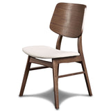 English Elm Marcelina White and Brown Dining Chairs With Curved Seat Backs, Slender Framing and Tapered Legs (Set Of 2)