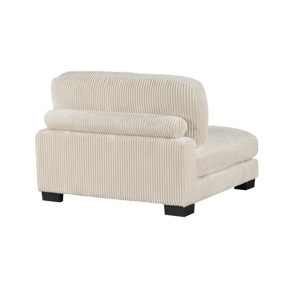 English Elm 1Pc Modular Armless Chair - Plush Beige Corduroy Upholstery With Supportive Lumbar Pillow & Plywood Frame B011P220636