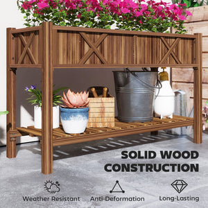 English Elm Outdoor Raised Planter Box with Drainage Reservoir for Herbs Vegetables Balcony T3971P422332
