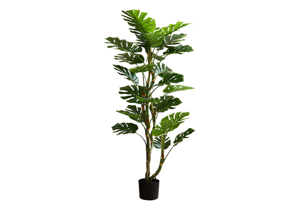 English Elm Artificial Monstera Tree 83" Tall Realistic Floor Plant with 78 Lush Leaves in Black Pot, No Maintenance Green 65 L x 9 W x 9 H B2710P287103