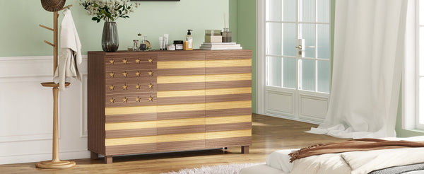 English Elm 55"Buffet Hand-Carved Sideboard Cabinet with 2 Drawers 3 Doors Adjustable Shelves Coffee Bar Console W2977P294070