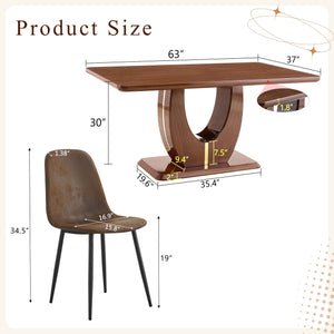 English Elm One Modern Five Piece Dining Set with Dark Wood Mdf Table and Brown Fabric Chairs W1151S04403