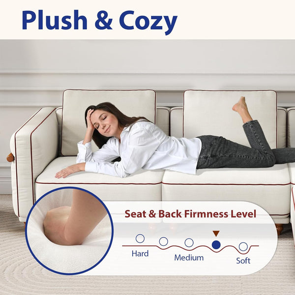 English Elm Modular Sectional Sofa: 121" Luxury Cloud Couch With Washable Covers, Plush Down-Filled Cushions & Ottoman T3966S00009