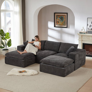 English Elm Modern Chenille Cloud Sofa – Stylish, Comfortable, Modular Seating For Homes, Offices & Apartments W3396S00052