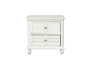 English Elm Coastal Antique White Nightstand Solid Rubberwood Two Drawers Dovetail Bedroom B2741P435892
