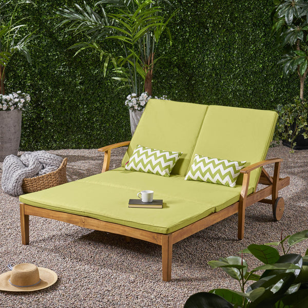 English Elm Christopher Knight Home® - Perla Double Chaise Lounge - Elegant Outdoor Seating With Water-Resistant Cushions For Two 63357.00GRN