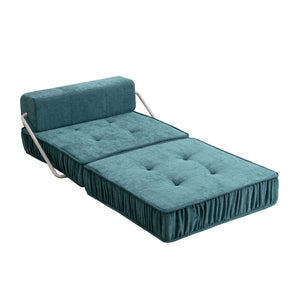 English Elm Green Chenille Floor Sofa Convertible Futon Chair with Modular Sleeping Support Green W3612P376637