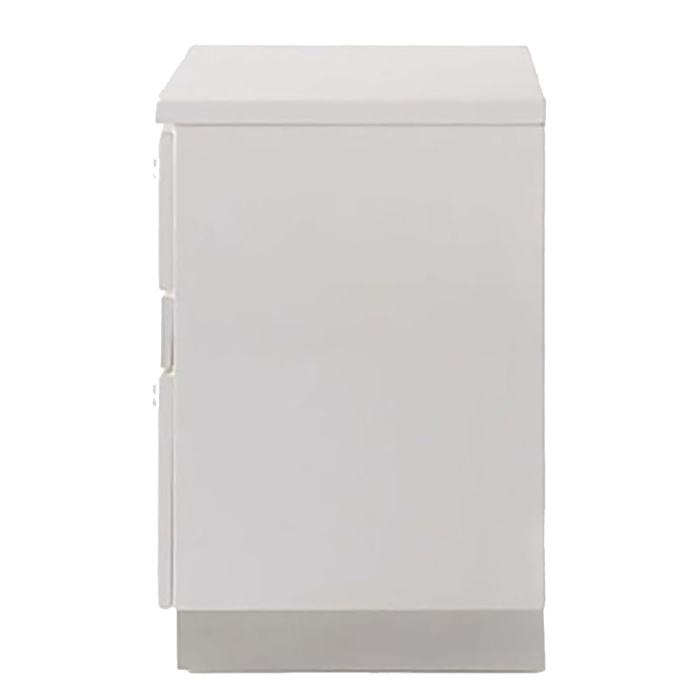 English Elm White White High Gloss 3-Drawer Nightstand with Hidden Jewelry Drawer, Felt-Lined Luxury Storage Elegance B062P191043