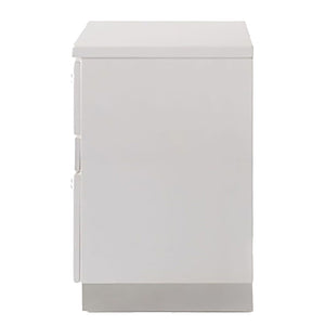 English Elm White White High Gloss 3-Drawer Nightstand with Hidden Jewelry Drawer, Felt-Lined Luxury Storage Elegance B062P191043