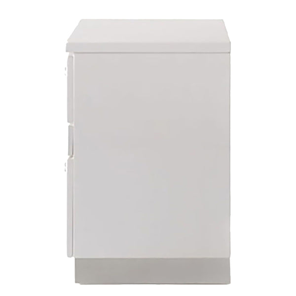 English Elm White White High Gloss 3-Drawer Nightstand with Hidden Jewelry Drawer, Felt-Lined Luxury Storage Elegance B062P191043