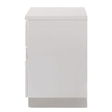 English Elm White High Gloss 3-Drawer Nightstand