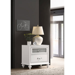 English Elm Barzini White 2-Drawer Nightstand with Faceted Crystal Hardware, Sleek Rectangular Modern Accent Piece B062P344905
