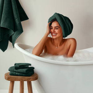 JLA Home Madison Park Signature - Ultra-Soft 100% Cotton Towels | 800 GSM Plush Spa-Quality Set with Antimicrobial Finish, Oeko-Tex Certified Dark Green MPS73-423