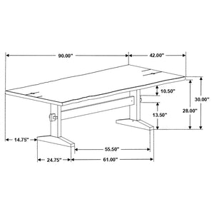 English Elm Jorvin Rustic 5-Piece Dining Set with Raw Edge Table, Beige Tufted Wingback Chairs, Black Trestle Base B062S01038