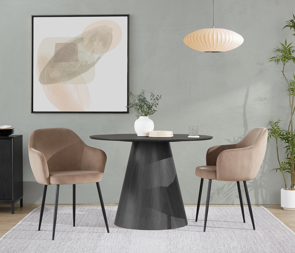 English Elm Dining Chair Set of 2 Velvet Upholstered Tapered Metal Legs Contemporary Style Brown B202P471287