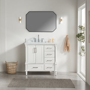 English Elm Fully Assembled 36 Inch Bathroom Vanity Carrara Marble Top Dual Basin Rubberwood W1826P308992