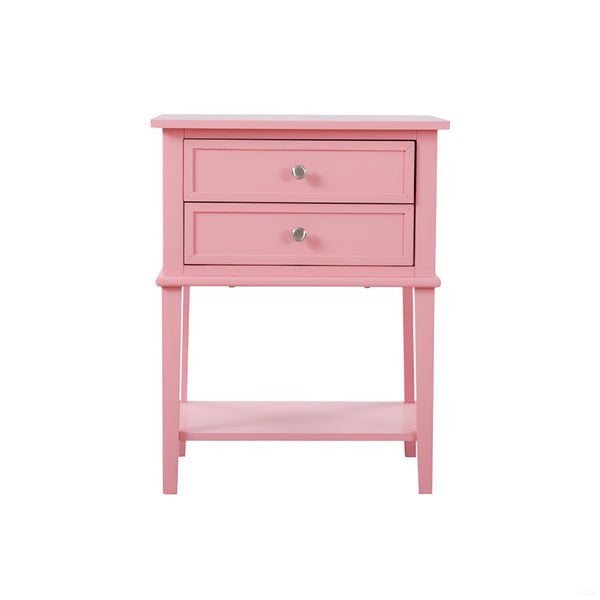 English Elm Contemporary Wenge Nightstand with Drawer and Sleek Modern Design, Durable Particleboard Storage Nightstand Pink 15.16 L x 17.52 W x 24.02 H B078112089