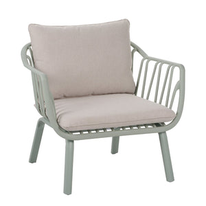 English Elm Christopher Knight Home® - Huron Outdoor PP Club Chair with Waterproof Olefin Cushions, Durable Plastic Frame and Iron Legs - Weather-Resistant Patio Seating Set Beige,Light Green N775P178198G