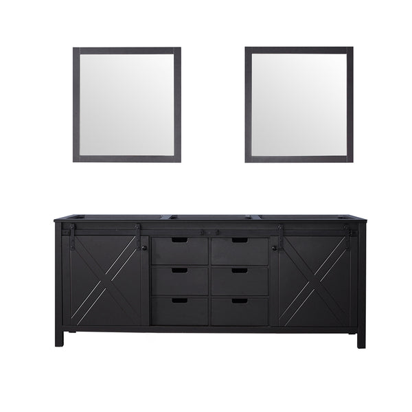 English Elm Brown Double Bath Vanity With Two Mirrors - Elegant 80" Wide Design, Ample Storage & Easy Install B2731S00573