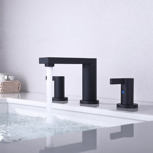 English Elm Bathroom Sink Faucet Two Handle Widespread Matte Black Finish with Supply Lines B2724P501258