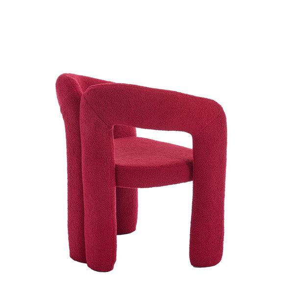 English Elm Contemporary Velvet Upholstered Barrel Accent Chair with Curved Support, Foam Seat, Steel Frame Finish Red W395P224755