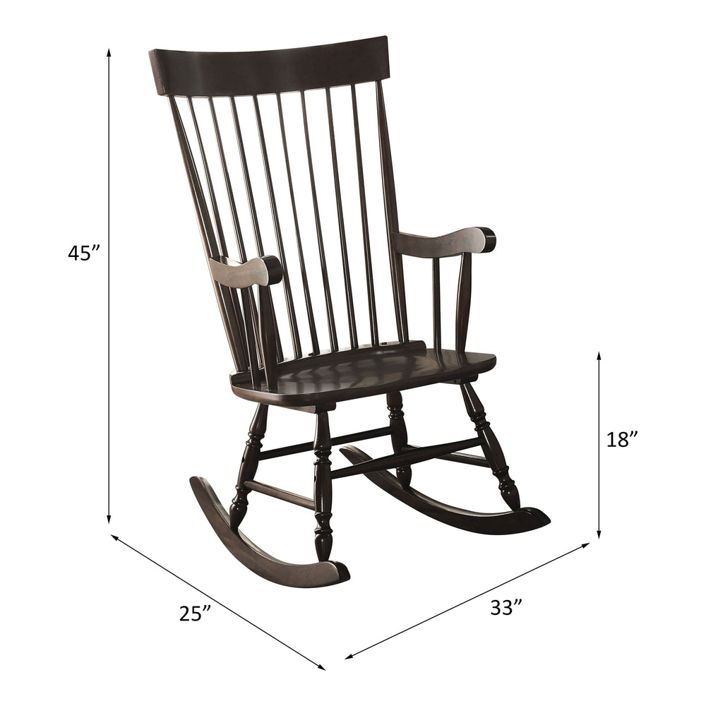 English Elm Arlo Classic Black Rocking Chair – Spindle Back, Turned Legs, Durable Rubberwood Seat, 220 lb Capacity B2726P288025