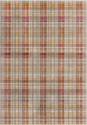 Unique Loom Deepa Tartan Machine Made Geometric Rug Multi, Blue/Gray/Ivory/Orange/Yellow/Purple 6' 1" x 8' 10"